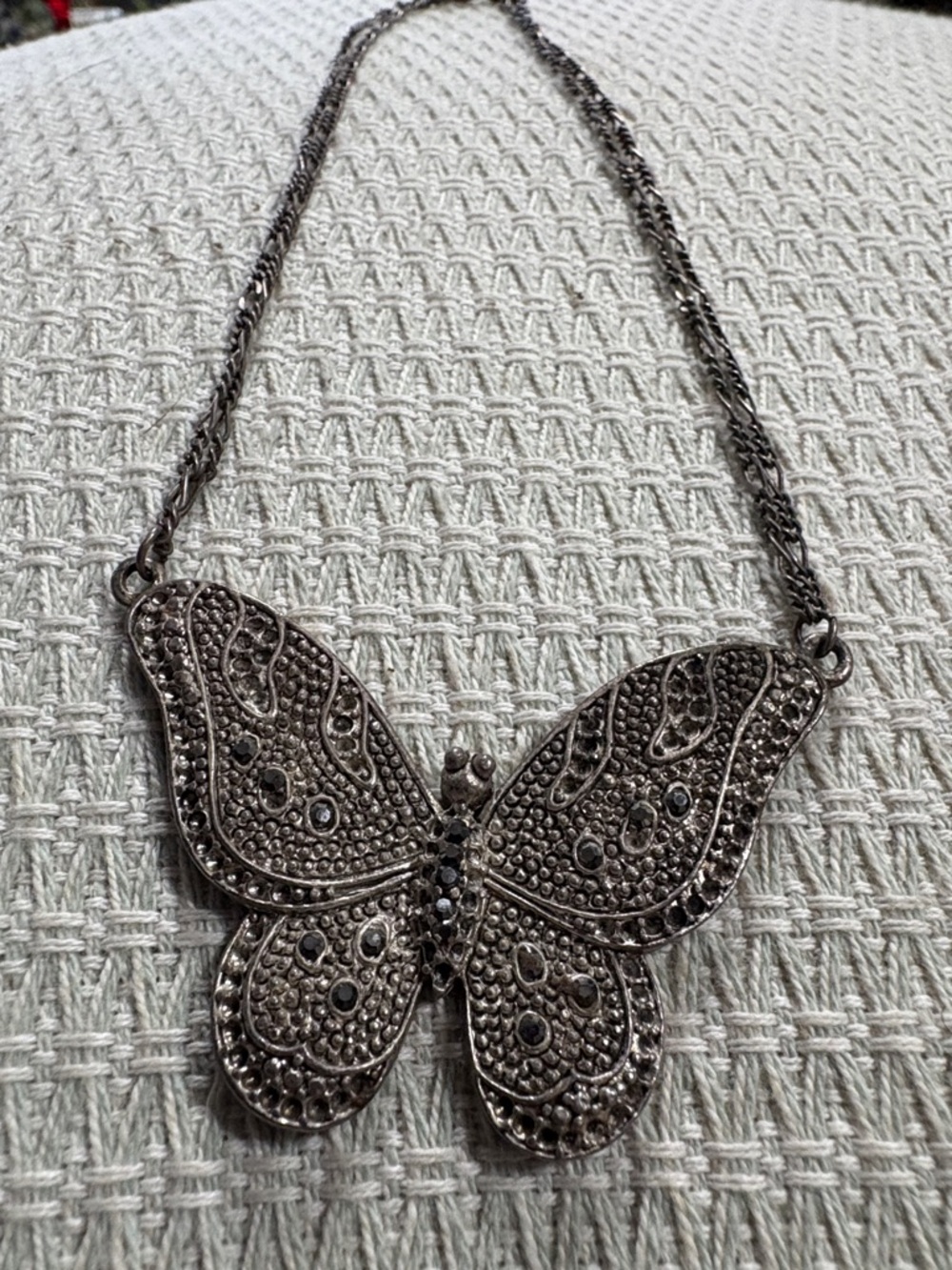 Butterfly Statement Necklace in Antique Silver - Picture 1 of 4